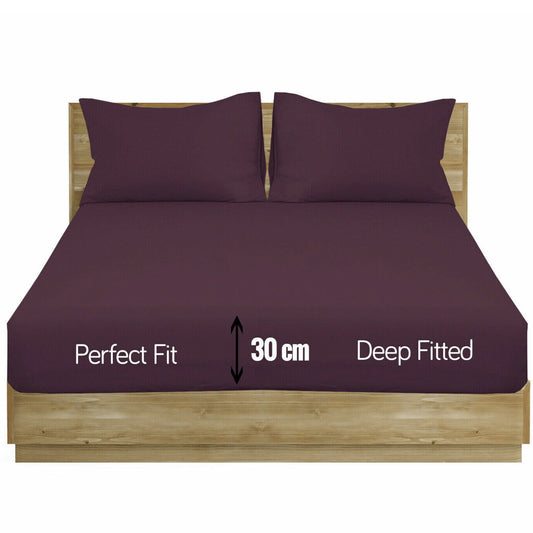 30CM Deep Full Fitted Polycotton Bed Sheet – Premium Extra Deep Fitted Bedding – Cotton Haven