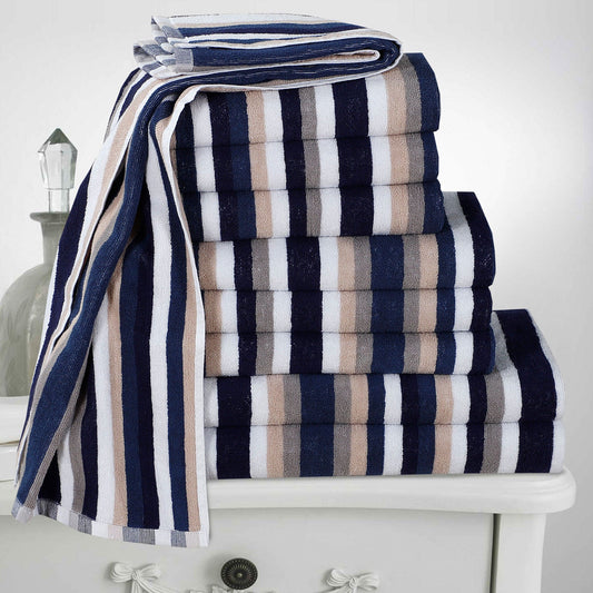 Northern Luxe Royal Victorian Stripe Towel Set – Luxurious &amp; Quick-Drying 100% Cotton Towels- Cotton Haven