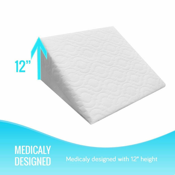 Reclining Orthopedic Hybrid Foam Wedge Pillow for Greater Comfort with Zip Cover- Cotton Haven