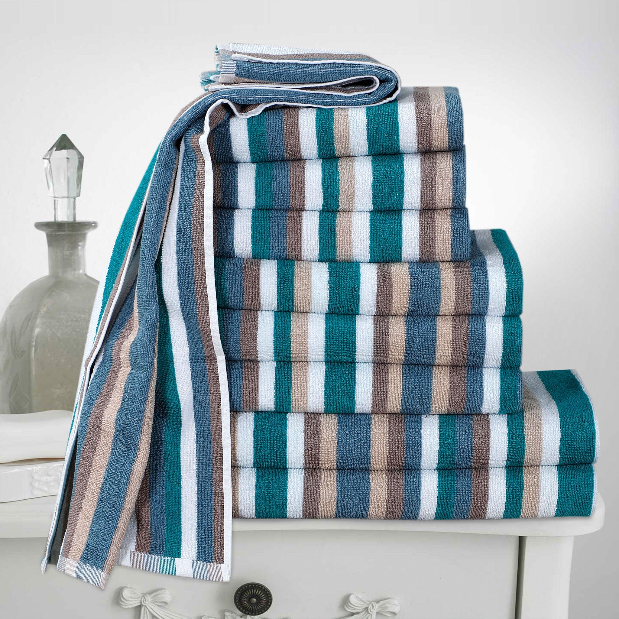 Northern Luxe Royal Victorian Stripe Towel Set – Luxurious &amp; Quick-Drying 100% Cotton Towels- Cotton Haven