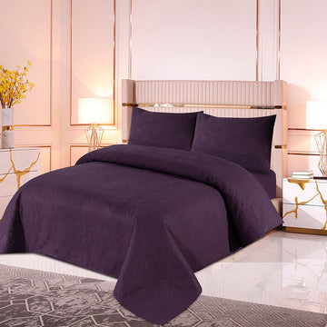 Pinsonic Solid Colour Bedspread – Elegant Double & King Comforter Set with Optional Sheet – Cotton Haven