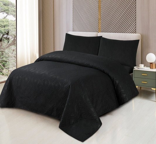 Pinsonic Solid Colour Bedspread – Elegant Double & King Comforter Set with Optional Sheet – Cotton Haven