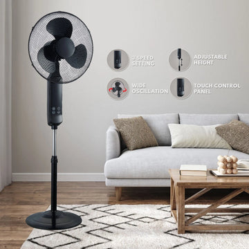 16" Electric Oscillating Pedestal Air Cooling Fan With And Without Remote Control Standing - Cotton Haven